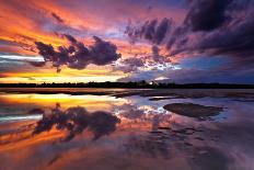 Pier of Lake Trasimeno at Dusk, Perugia, Umbria, Italy.-ClickAlps-Photographic Print