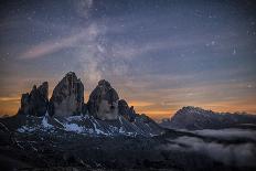 The Milky Way with its Stars Appear in a Summer Night on the Three Peaks of Lavaredo. Dolomites-ClickAlps-Photographic Print