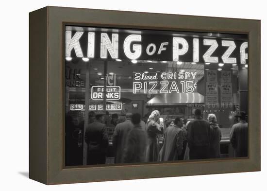 Clients of the Pizzeria 'King of Pizza'-Mario de Biasi-Framed Premier Image Canvas