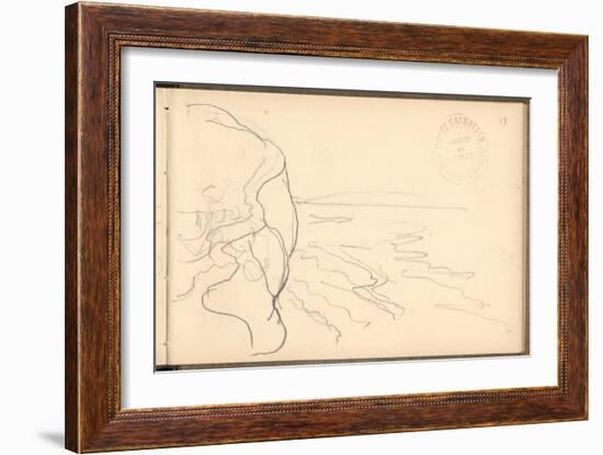 Cliff at Varengeville (Pencil on Paper)-Claude Monet-Framed Giclee Print