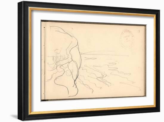 Cliff at Varengeville (Pencil on Paper)-Claude Monet-Framed Giclee Print