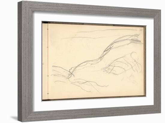 Cliff Below Dieppe (Pencil on Paper)-Claude Monet-Framed Giclee Print