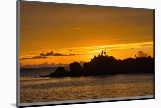 Cliff Divers on Black Rock on Maui at Sunset.-Manuel Balesteri-Mounted Photographic Print