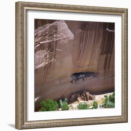 Cliff Dwellings under the Rock Face in the Canyon De Chelly, Arizona, USA-Tony Gervis-Framed Photographic Print