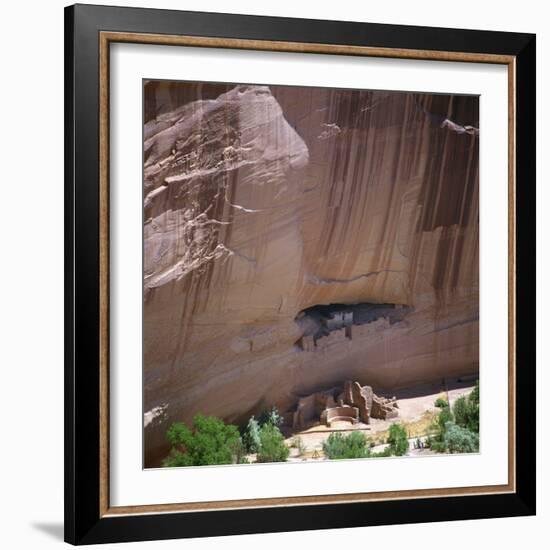 Cliff Dwellings under the Rock Face in the Canyon De Chelly, Arizona, USA-Tony Gervis-Framed Photographic Print