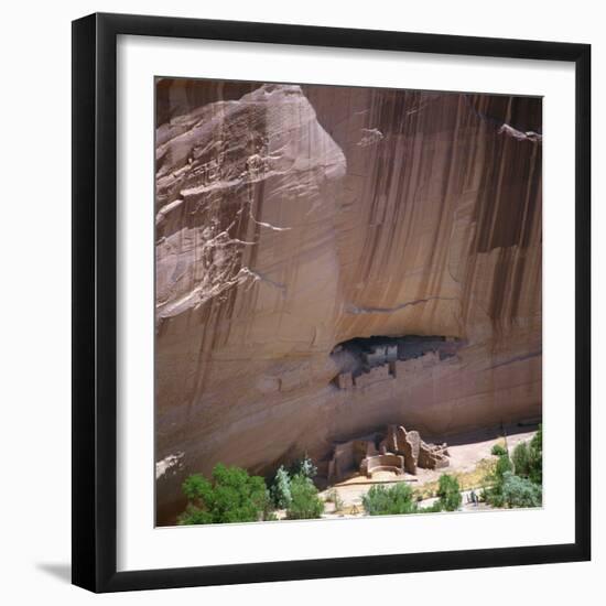 Cliff Dwellings under the Rock Face in the Canyon De Chelly, Arizona, USA-Tony Gervis-Framed Photographic Print