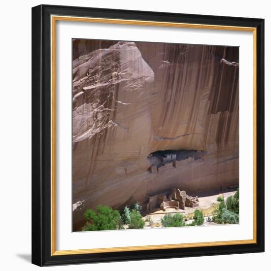 Cliff Dwellings under the Rock Face in the Canyon De Chelly, Arizona, USA-Tony Gervis-Framed Photographic Print