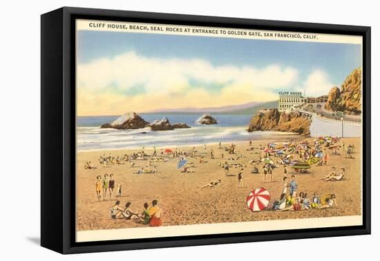 Cliff House Beach, Seal Rocks, San Francisco, California-null-Framed Stretched Canvas