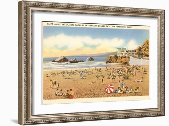 Cliff House Beach, Seal Rocks, San Francisco, California-null-Framed Art Print
