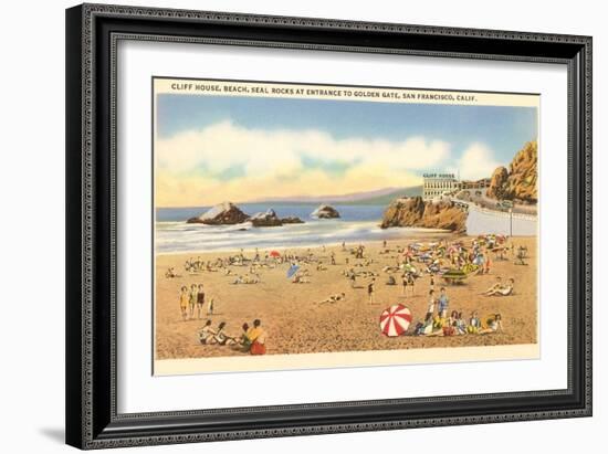 Cliff House Beach, Seal Rocks, San Francisco, California-null-Framed Art Print