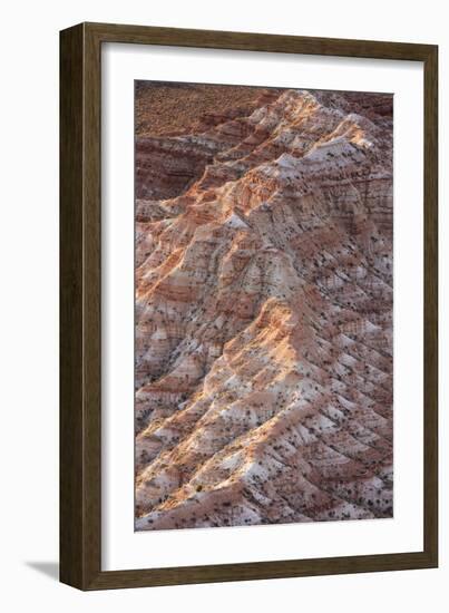 Cliff Spine Showing Red Rocks And Stratification Of Rock And Heavy Errosion In Southern Utah-Shea Evans-Framed Photographic Print