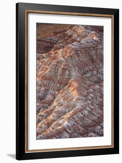 Cliff Spine Showing Red Rocks And Stratification Of Rock And Heavy Errosion In Southern Utah-Shea Evans-Framed Photographic Print