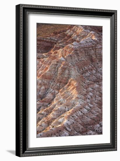 Cliff Spine Showing Red Rocks And Stratification Of Rock And Heavy Errosion In Southern Utah-Shea Evans-Framed Photographic Print