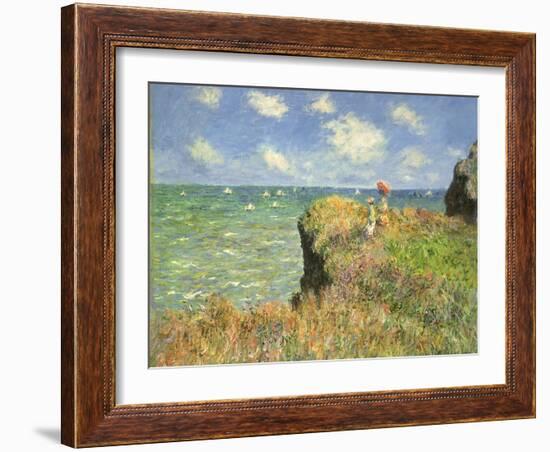 Cliff Walk at Pourville, 1882-Claude Monet-Framed Premium Giclee Print