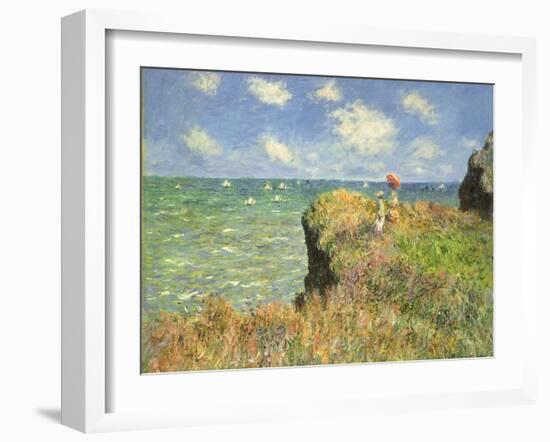 Cliff Walk at Pourville, 1882-Claude Monet-Framed Premium Giclee Print