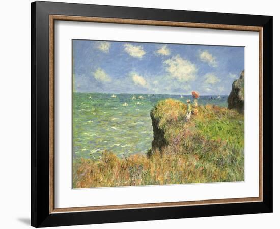 Cliff Walk at Pourville, 1882-Claude Monet-Framed Giclee Print