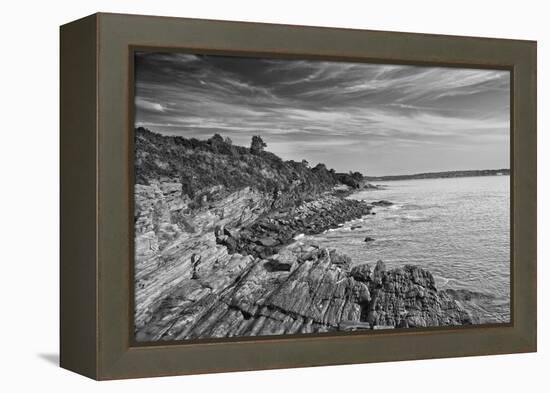 Cliff Walk Newport Rhode Island B/W-null-Framed Stretched Canvas