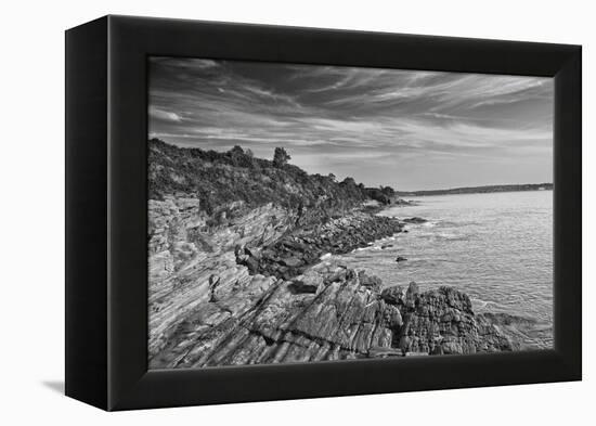 Cliff Walk Newport Rhode Island B/W-null-Framed Stretched Canvas