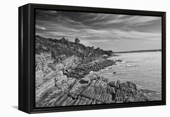 Cliff Walk Newport Rhode Island B/W-null-Framed Stretched Canvas