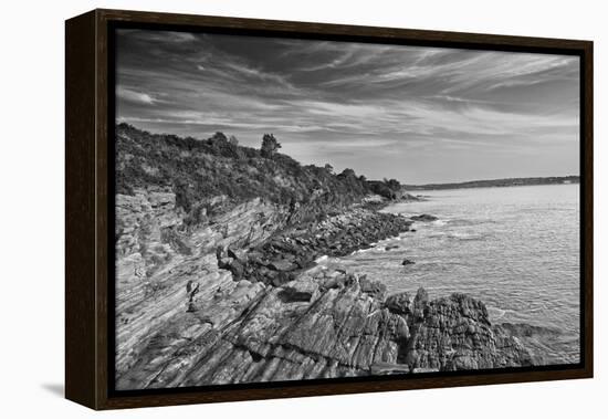 Cliff Walk Newport Rhode Island B/W-null-Framed Stretched Canvas