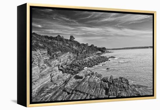 Cliff Walk Newport Rhode Island B/W-null-Framed Stretched Canvas
