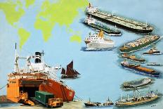 Montage of Ships from the Very Large Crude Carrier to Far Smaller Cargo and Passenger Ships-Clifford Meadway-Giclee Print