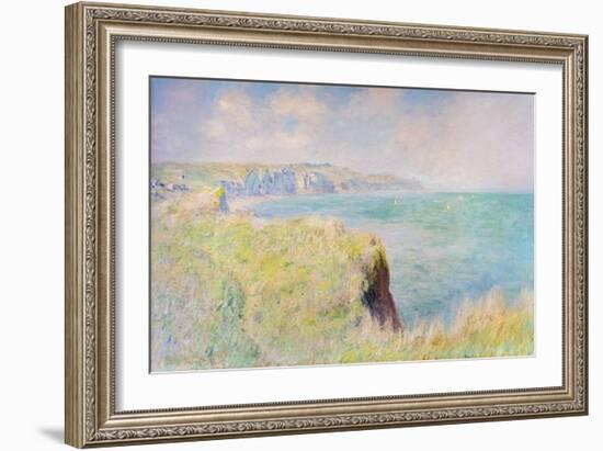 Cliffs and sailboats at Pourville, 1882 (oil on canvas)-Claude Monet-Framed Giclee Print