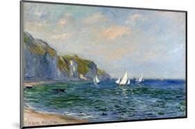 Cliffs and Sailboats at Pourville-Claude Monet-Mounted Premium Giclee Print