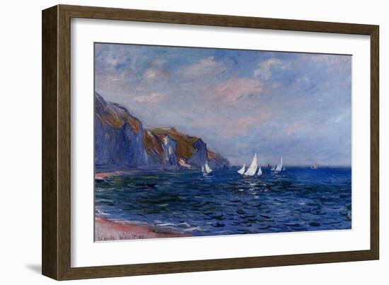 Cliffs and Sailboats at Pourville-Claude Monet-Framed Art Print