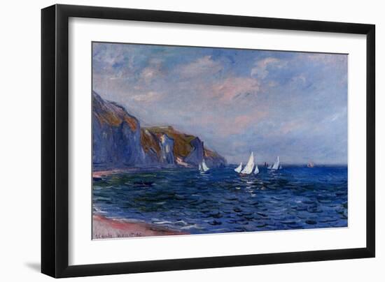 Cliffs and Sailboats at Pourville-Claude Monet-Framed Art Print