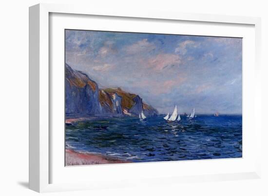 Cliffs and Sailboats at Pourville-Claude Monet-Framed Art Print