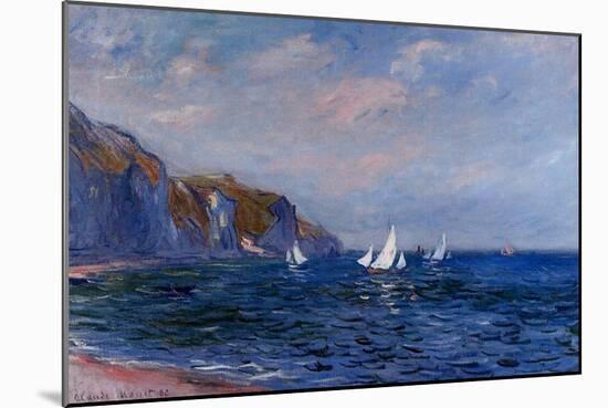 Cliffs and Sailboats at Pourville-Claude Monet-Mounted Art Print