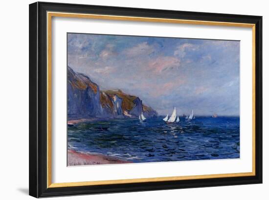 Cliffs and Sailboats at Pourville-Claude Monet-Framed Art Print