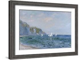 Cliffs and Sailboats at Pourville-Claude Monet-Framed Giclee Print