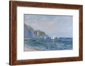 Cliffs and Sailboats at Pourville-Claude Monet-Framed Giclee Print