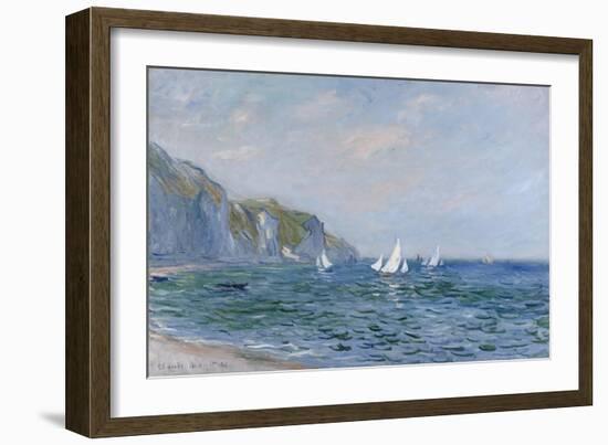 Cliffs and Sailboats at Pourville-Claude Monet-Framed Giclee Print