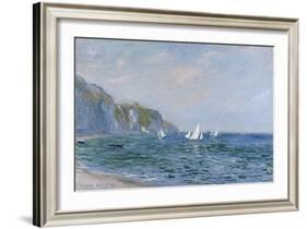 Cliffs and Sailboats at Pourville-Claude Monet-Framed Giclee Print