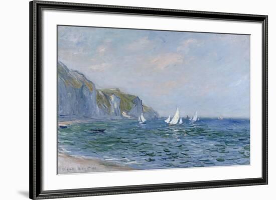 Cliffs and Sailboats at Pourville-Claude Monet-Framed Giclee Print