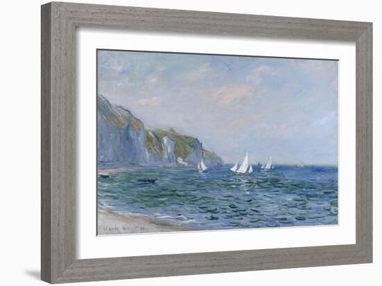 Cliffs and Sailboats at Pourville-Claude Monet-Framed Premium Giclee Print