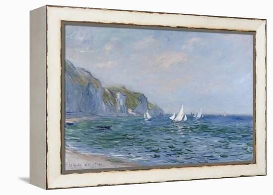 Cliffs and Sailboats at Pourville-Claude Monet-Framed Premier Image Canvas