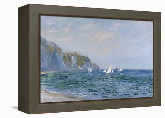 Cliffs and Sailboats at Pourville-Claude Monet-Framed Premier Image Canvas