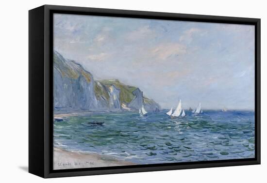 Cliffs and Sailboats at Pourville-Claude Monet-Framed Premier Image Canvas