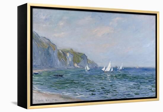 Cliffs and Sailboats at Pourville-Claude Monet-Framed Premier Image Canvas