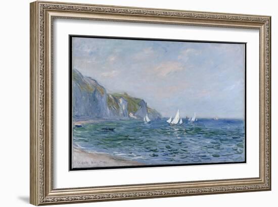 Cliffs and Sailboats at Pourville-Claude Monet-Framed Giclee Print