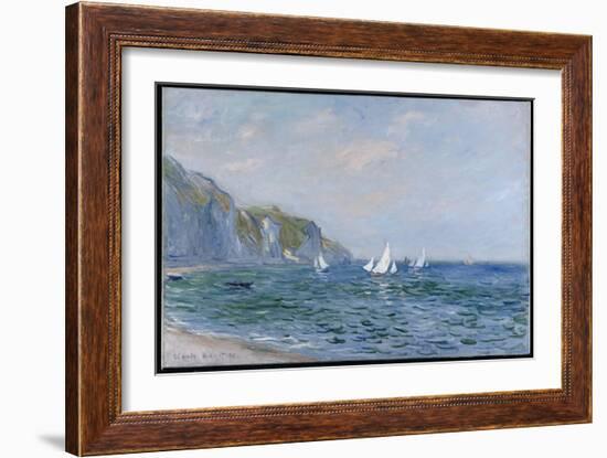 Cliffs and Sailboats at Pourville-Claude Monet-Framed Giclee Print