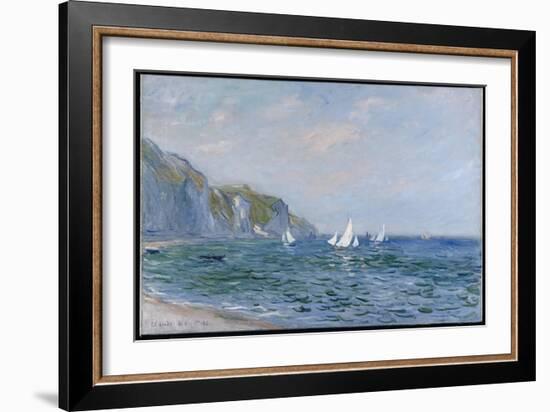 Cliffs and Sailboats at Pourville-Claude Monet-Framed Giclee Print