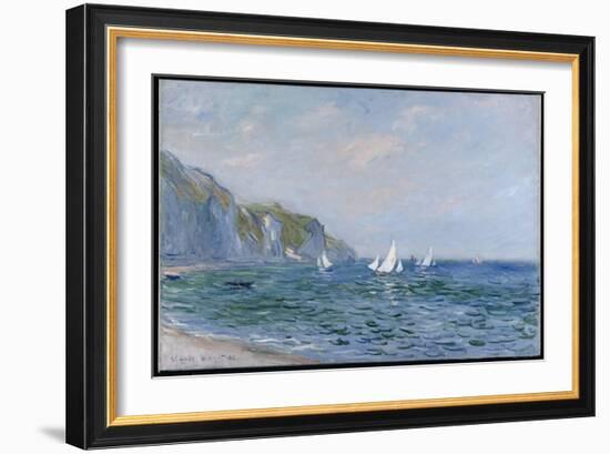 Cliffs and Sailboats at Pourville-Claude Monet-Framed Giclee Print