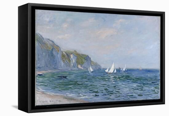 Cliffs and Sailboats at Pourville-Claude Monet-Framed Premier Image Canvas