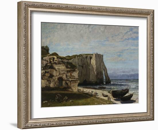 Cliffs at Etretat after a Storm, c.1870-Gustave Courbet-Framed Giclee Print