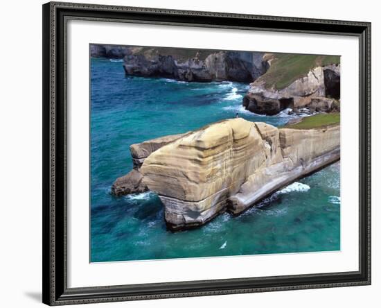 Cliffs at Tunnel Beach, Dunedin, New Zealand-David Wall-Framed Photographic Print